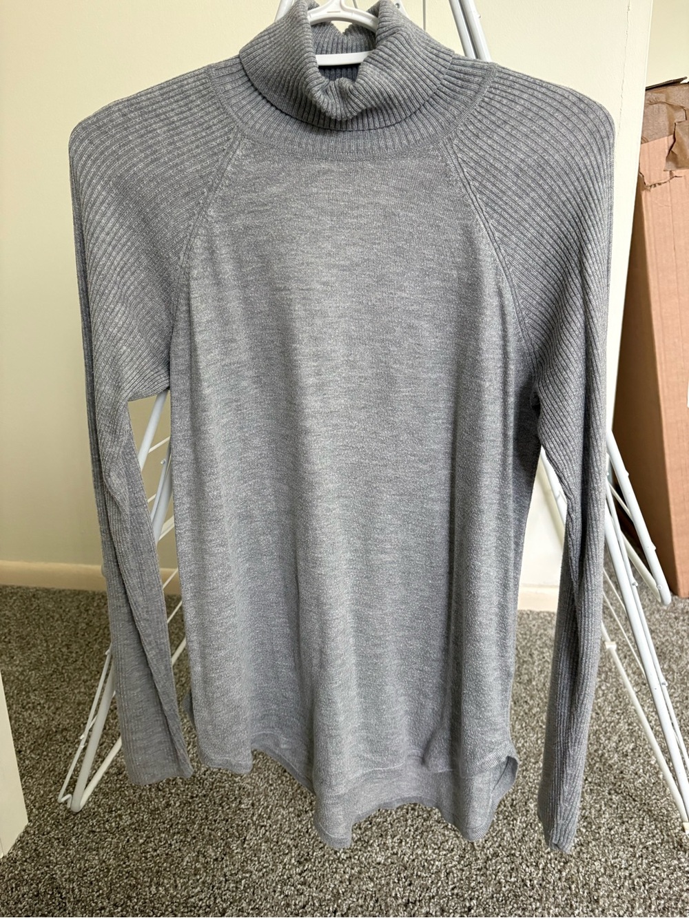 Apt. 9 Gray Ribbed Turtleneck Long Sleeve Top